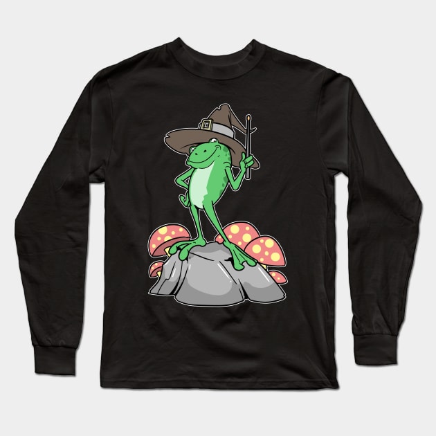 Cottagecore Aesthetic Frog Wizard Mushroom Long Sleeve T-Shirt by ModernMode